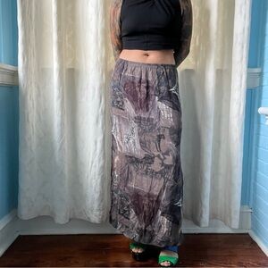 TOTOnKO vintage safari maxi skirt size 8